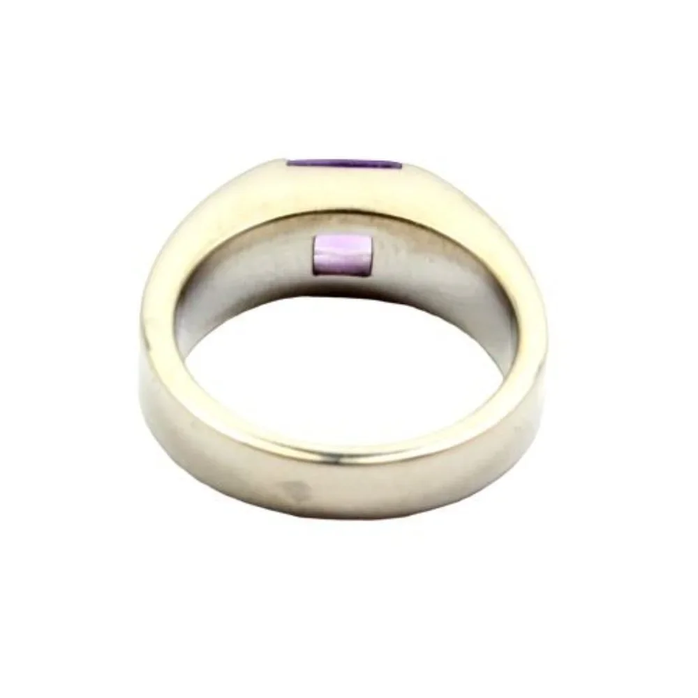 Authentic! Cartier 18k White Gold Tank Amethyst Ring 1999 Sz US 5.25 EU 50​ - Picture 4 of 5